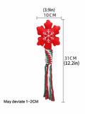 PLUSH RED SNOWFLAKE CHRISTMAS DOG TOY WITH ROPE & SQUEAKER (31cm)