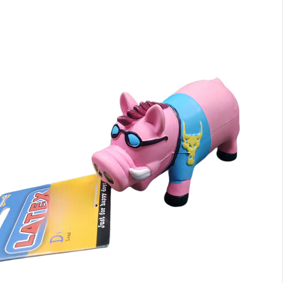 BIKER OINKING PIG LATEX DOG TOY - In stock