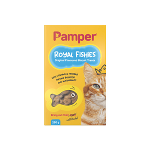 PAMPER ROYAL FISHIES CAT TREAT BISCUITS 250G (ORIGINAL) - In stock