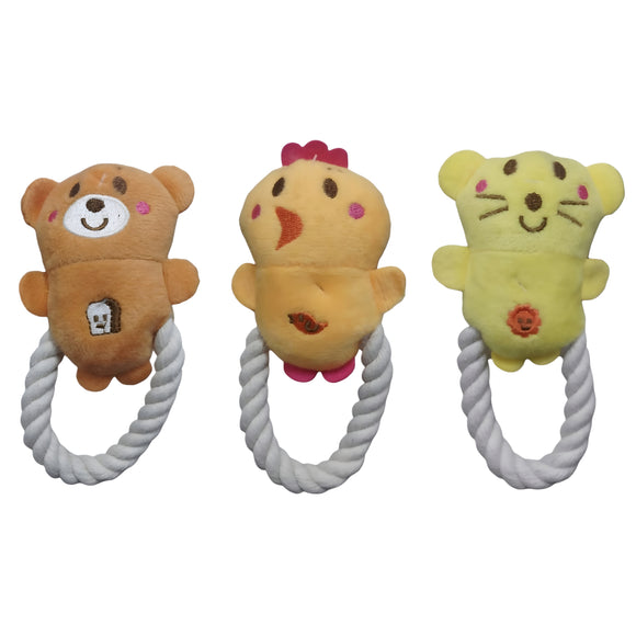 MINI PLUSH DOG TOY WITH ROPE