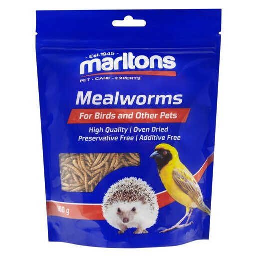 MARLTONS DRIED MEALWORMS - FOR WILD BIRDS, HEDGEHOGS AND REPTILES (100G) - In stock