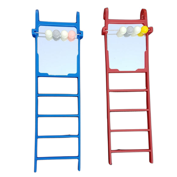 PLASTIC BIRD LADDER WITH MIRROR & BEADS - In stock