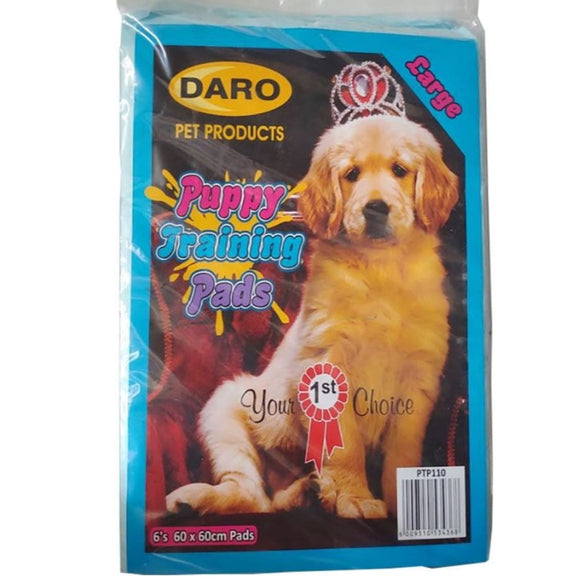 DARO PUPPY TRAINING PADS 6-PACK (60x60cm) LARGE - In Stock