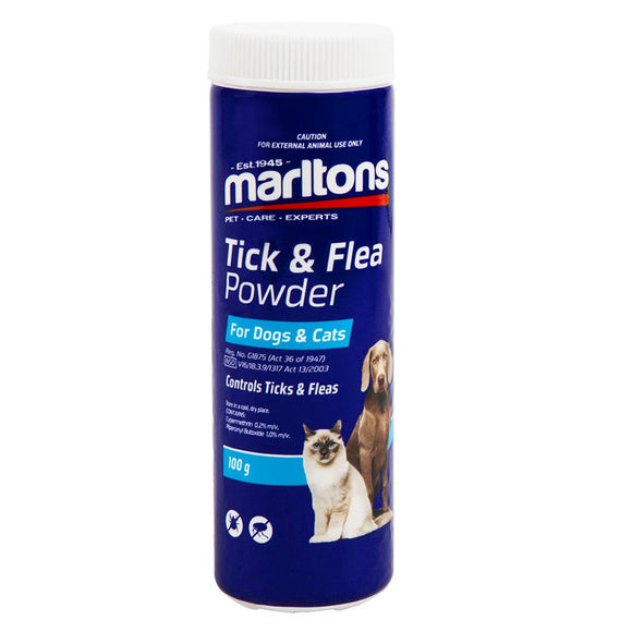 MARLTONS TICK AND FLEA POWDER FOR CATS & DOGS (100G) - In stock