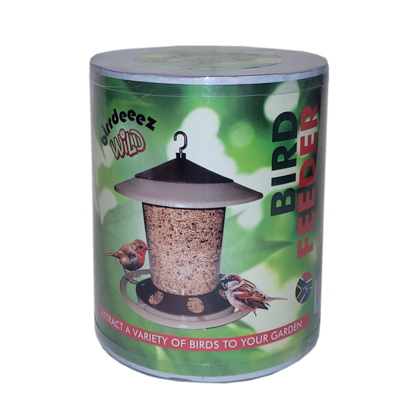 PLASTIC THATCH BIRD FEEDER WITH SEED - In stock