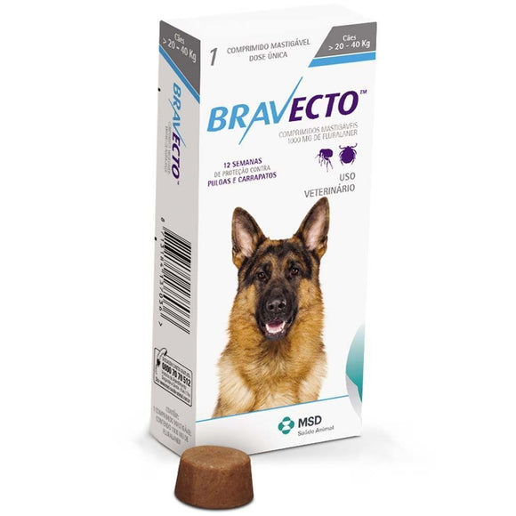 BRAVECTO (20-40KG DOGS) TICK, FLEA & MANGE (LASTS 3 MONTHS) - In Stock