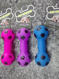 MINI SOCCER DUMBELL SQUEAKY DOG TOY