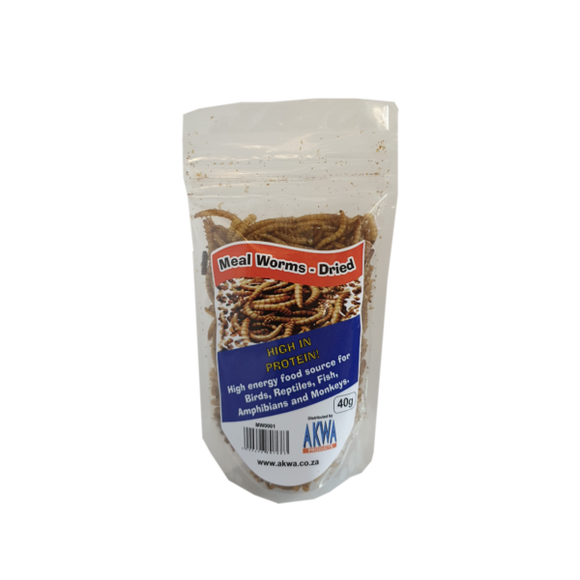 AKWA DRIED MEALWORMS FOR WILD BIRDS, HEDGEHOGS AND REPTILES (40G) - In Stock
