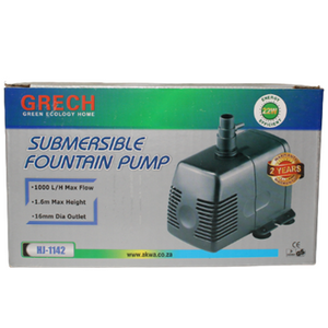 GRECH SUBMERSIBLE FOUNTAIN WATER PUMP (1.6M 1000L PER HOUR) - In stock